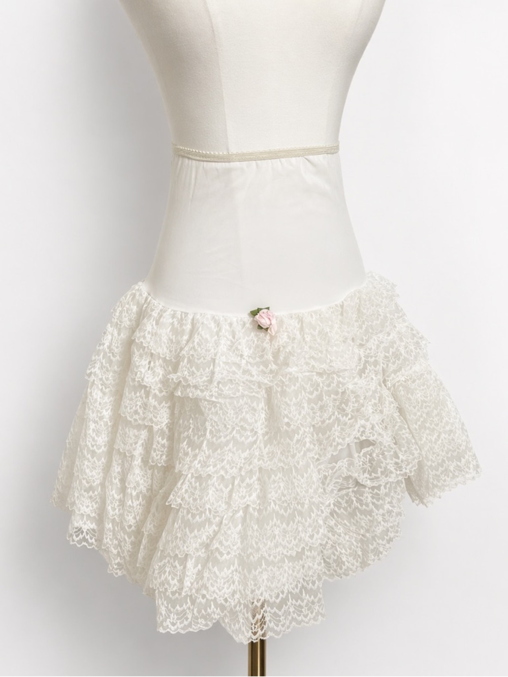 Vintage Lace Crinoline Skirt Ivory Coquette Victorian Fairycore Mini  S